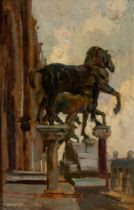 Alessandro Milesi (Venezia 1856-1945) - Venice, horses of San Marco