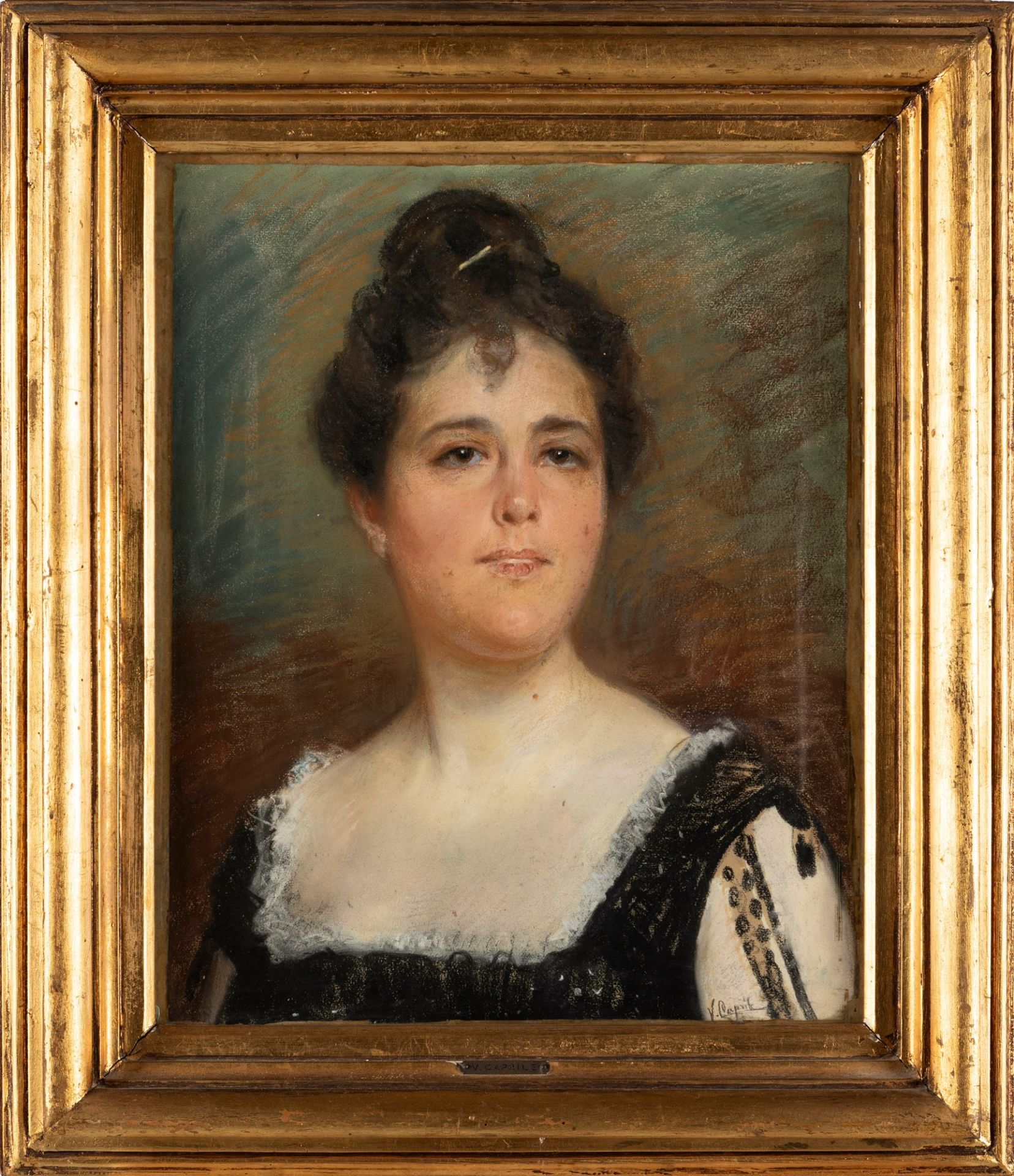 Vincenzo Caprile (Napoli 1856-1936) - Study for the portrait of Mrs. Giuseppina Mayer of Venezuela - Image 2 of 3