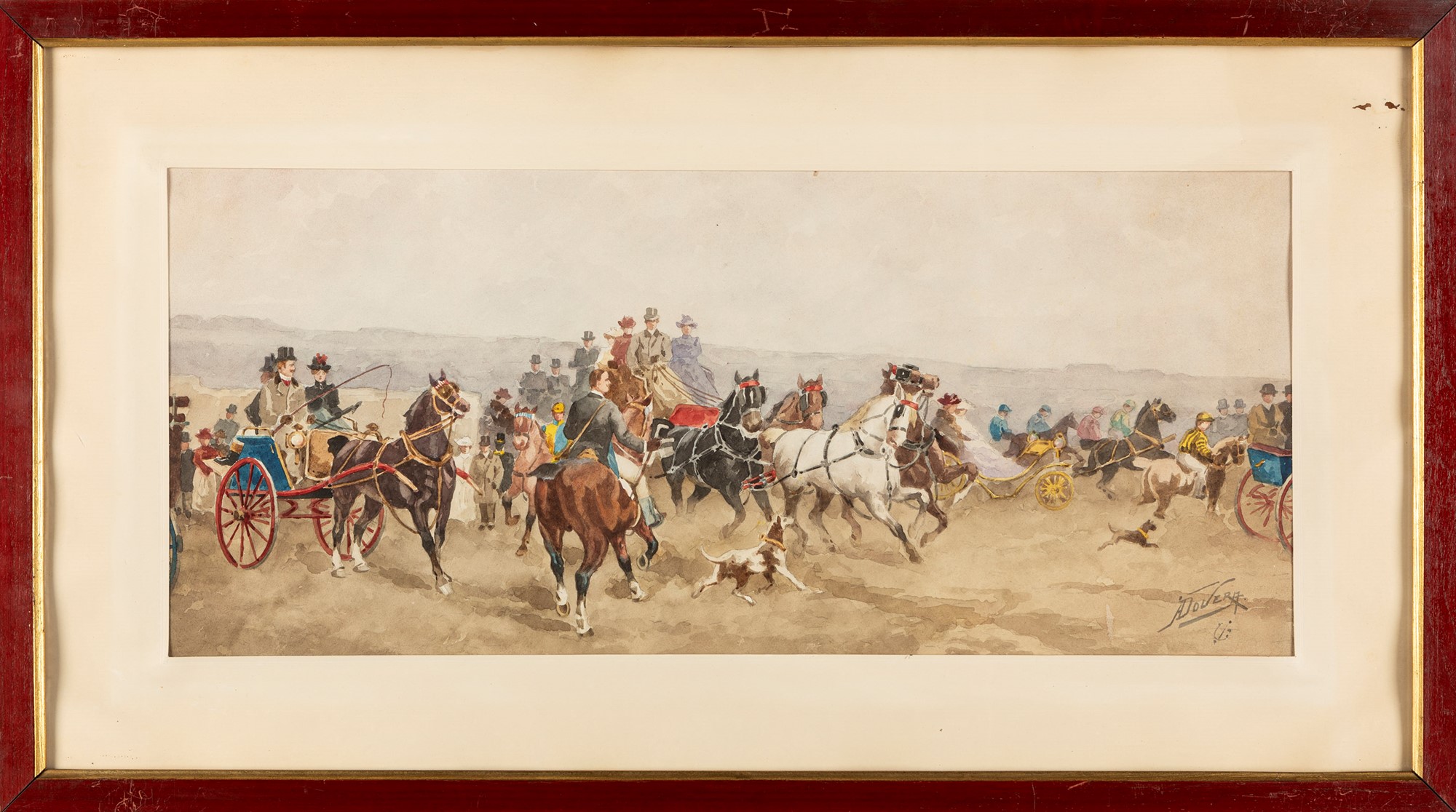 Achille Dovera (Milano 1838-1895) - At the races