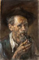 Natale Morzenti (Silvano d'Orba 1884 o 1885-Martinengo 1947) - Self-portrait with pipe