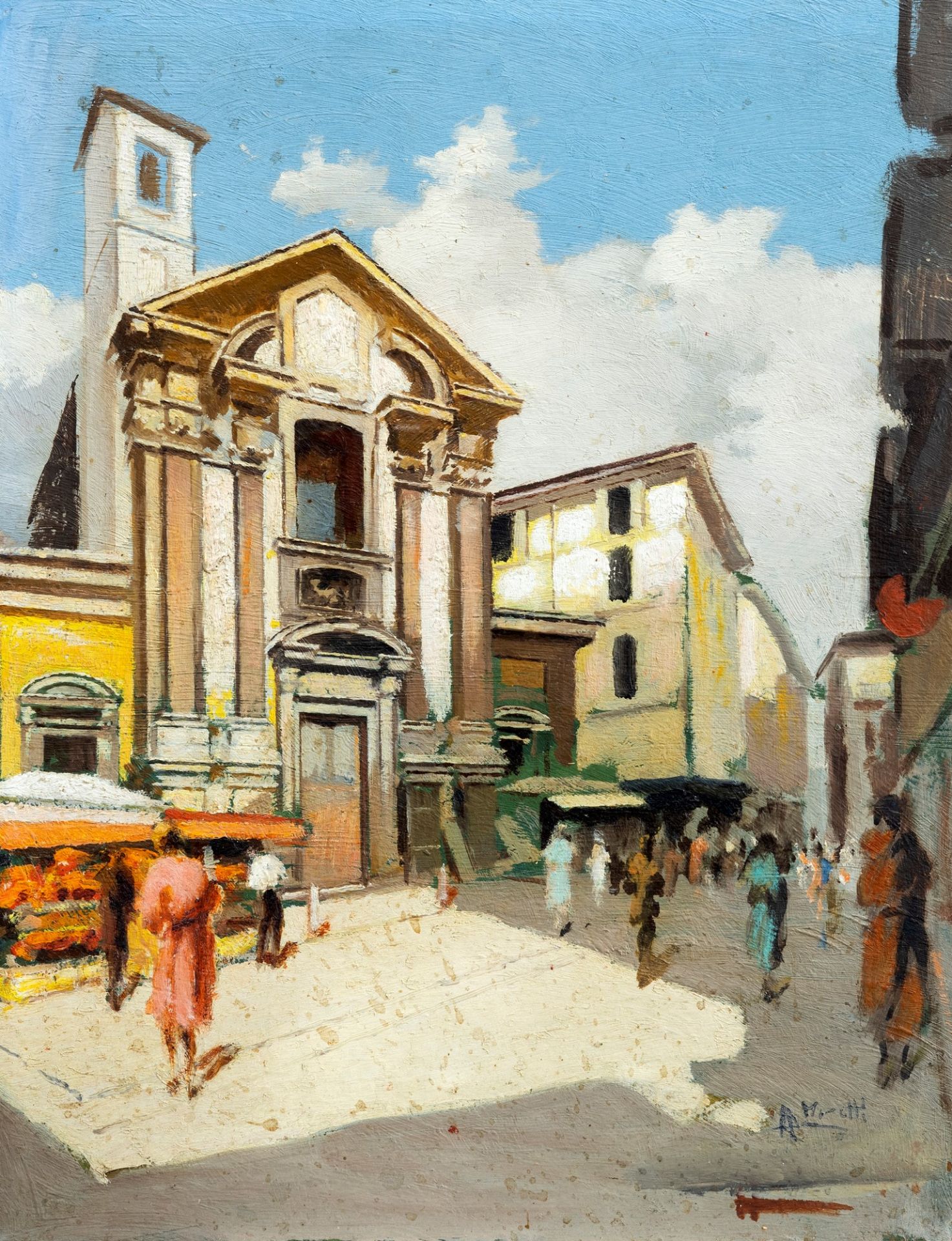 Antonio Moretti (Milano 1881-Roma 1965) - Milan, Church at Via Tre Alberghi