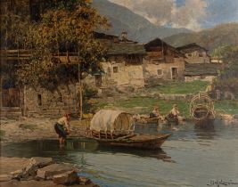 Bruto Mazzolani (Ferrara 1880-Milano 1949) - Lago di Como, Corenno