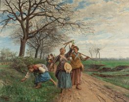 Federico Pastoris (Asti 1837-Torino 1884) - Return from the fields, 1877