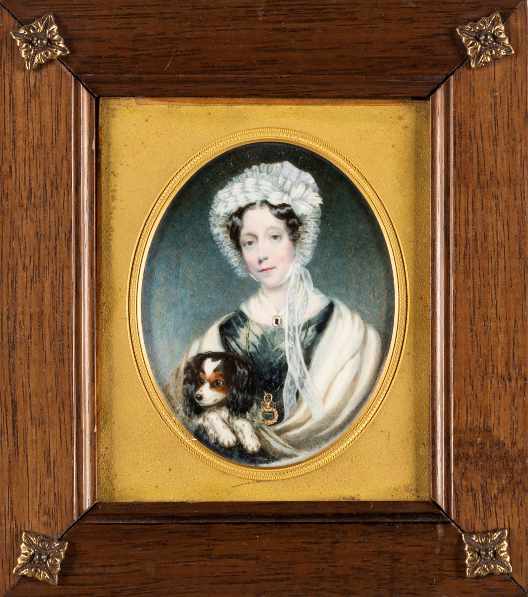 Scuola inglese, secolo XIX - ☼ Portrait of a lady with a dog (Mrs Ginger) and Portrait of a gentlema - Image 2 of 3