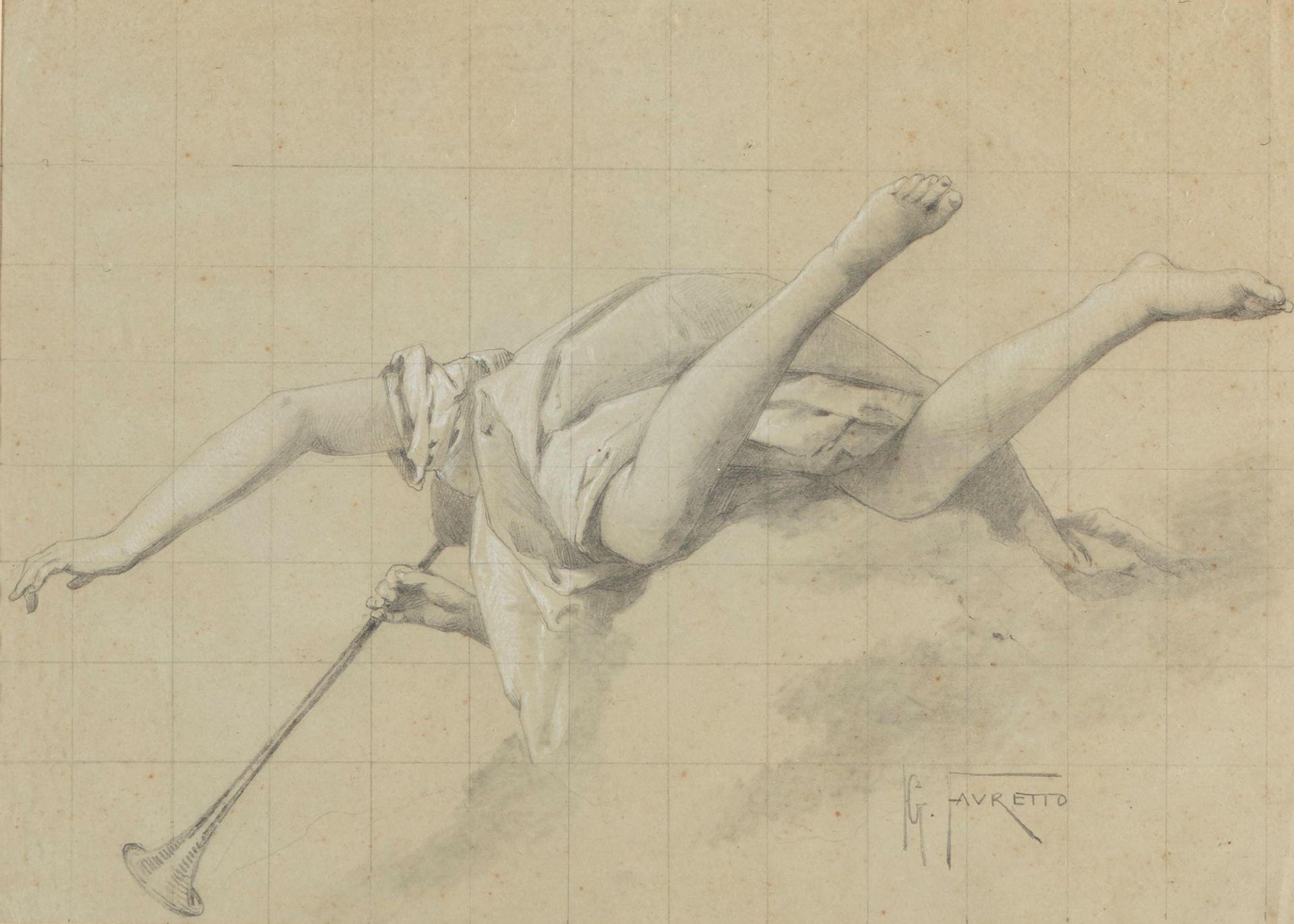 Giacomo Favretto (Venezia 1849-1887) - Study for the "Fame" by Giambattista Tiepolo