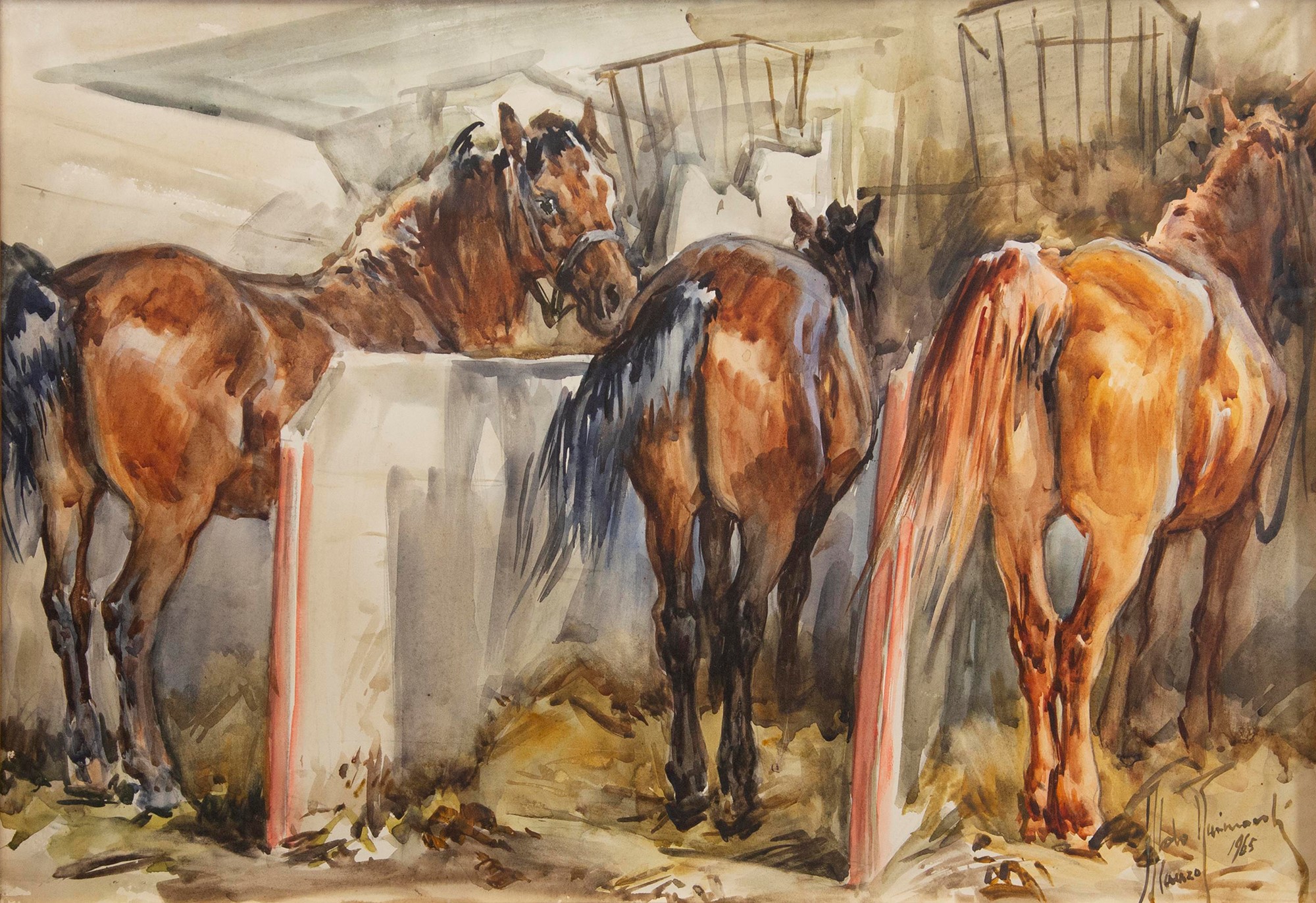 Aldo Raimondi (Roma 1902-Milano 1998) - Horses - Image 2 of 5