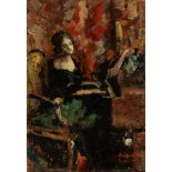 Ermenegildo Agazzi (Mapello 1866-Bergamo 1945) - Girl at the piano