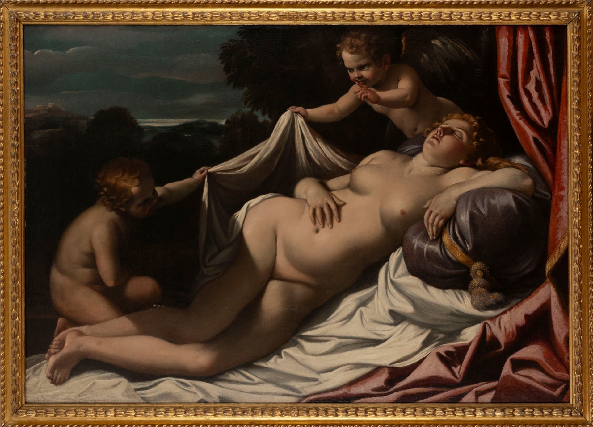 Attributed to Giovanni Lanfranco (Parma, 1582 – Rome, 1647) - Sleeping Venus with two cupids - Image 2 of 5