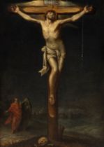 Spanish school, end of the sixteenth century - Christ on the cross with the mourners