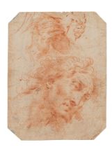 Lombard School, XVII century - Study of Head and Hands (recto); Study for crucifix (verso)