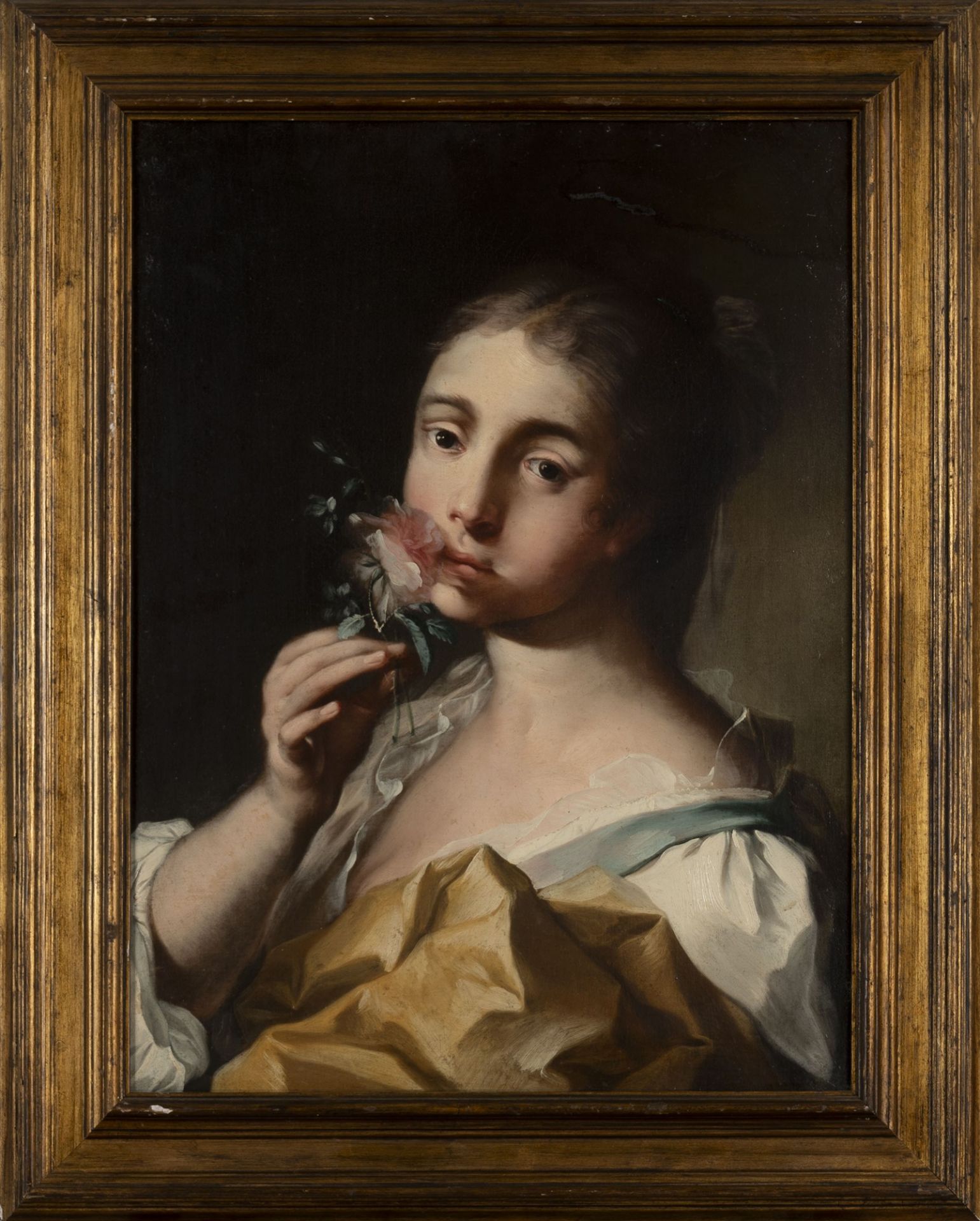 School of Northern Italy, XVIII century - Portrait of girl with rose in hand - Image 2 of 3