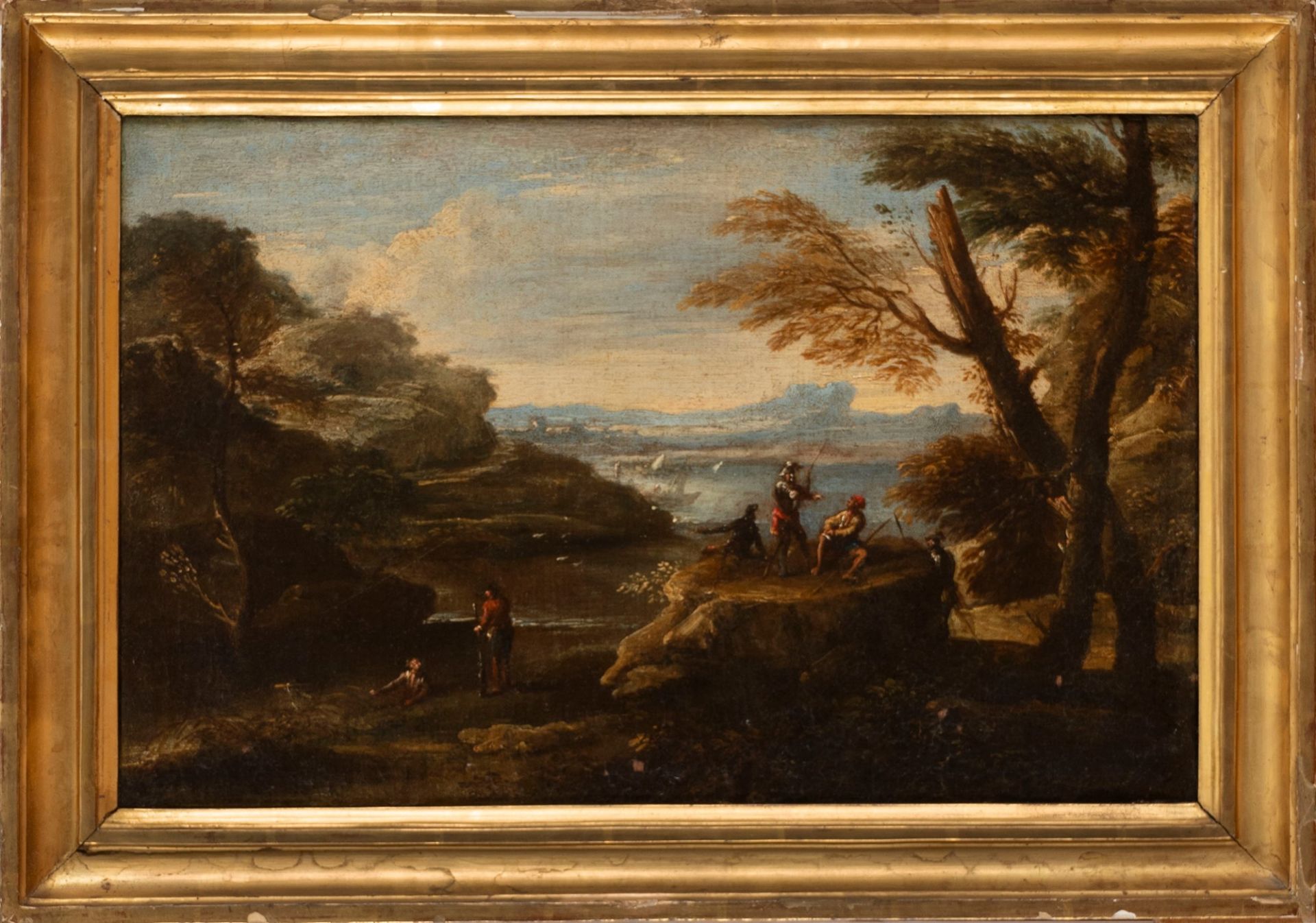 Neapolitan school, XVII century - Two landscapes with figures - Image 2 of 5