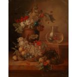 Italian school, in the ways of Abraham Brueghel - Fruit, flowers in a vase and goldfish