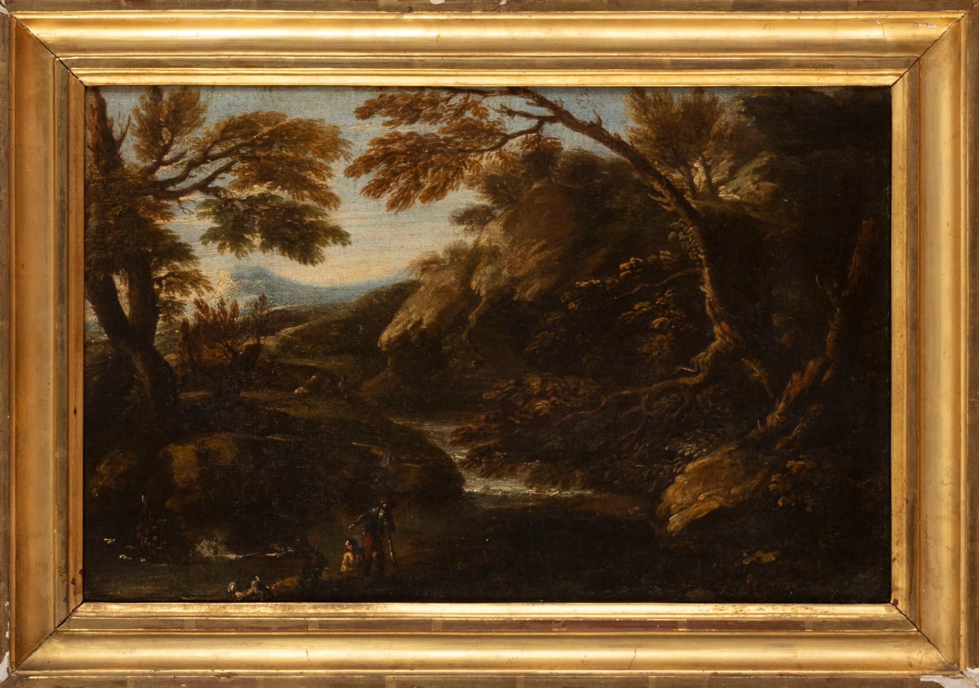 Neapolitan school, XVII century - Two landscapes with figures - Image 4 of 5