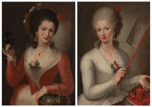 Italian school, eighteenth century - Two half-length portraits of young girls