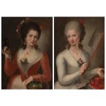 Italian school, eighteenth century - Two half-length portraits of young girls