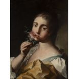 School of Northern Italy, XVIII century - Portrait of girl with rose in hand