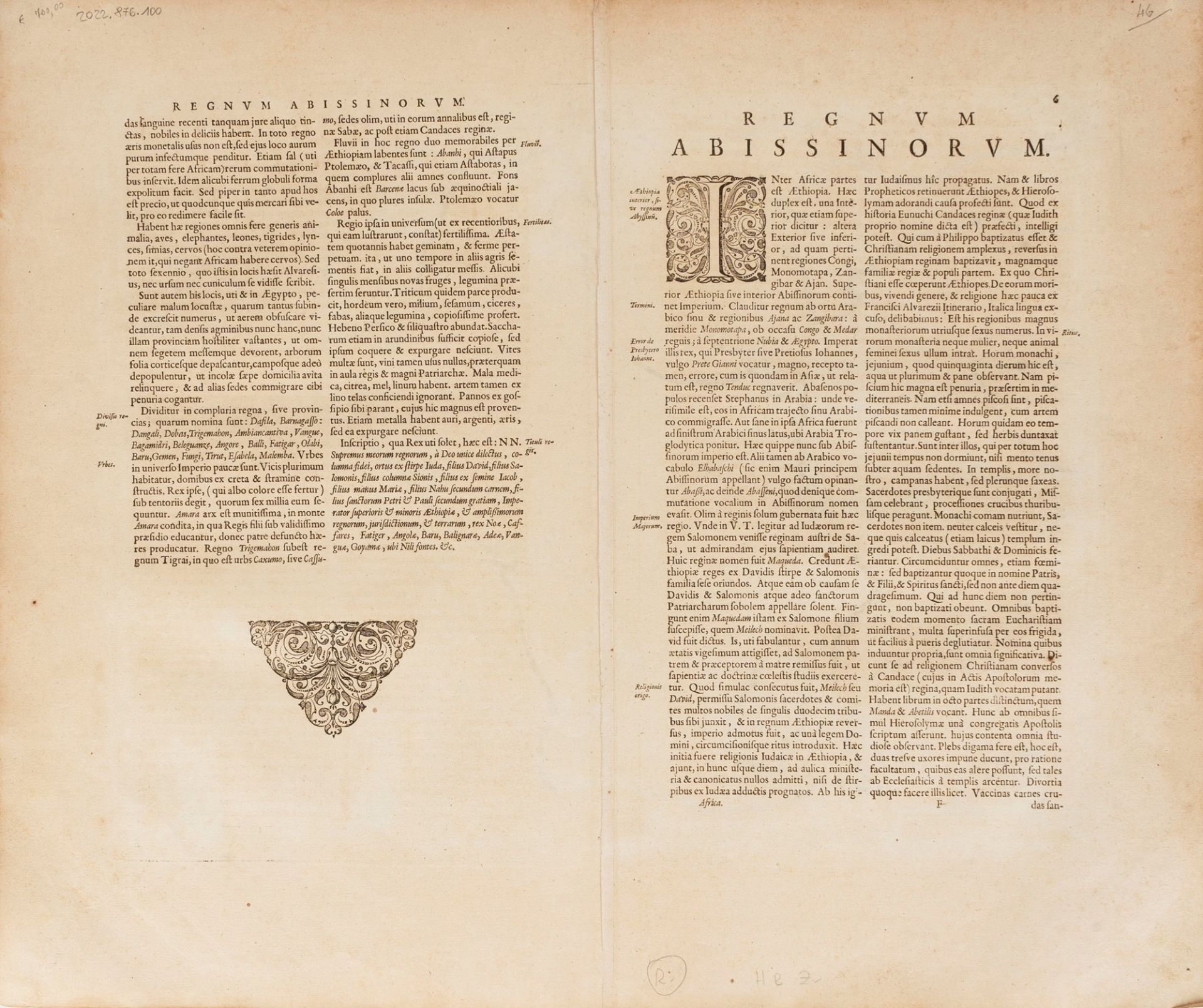 EthiopiaAethiopia superior vel interior vulgo Abissinorum sive presbiteri Ioannis. - Image 2 of 2