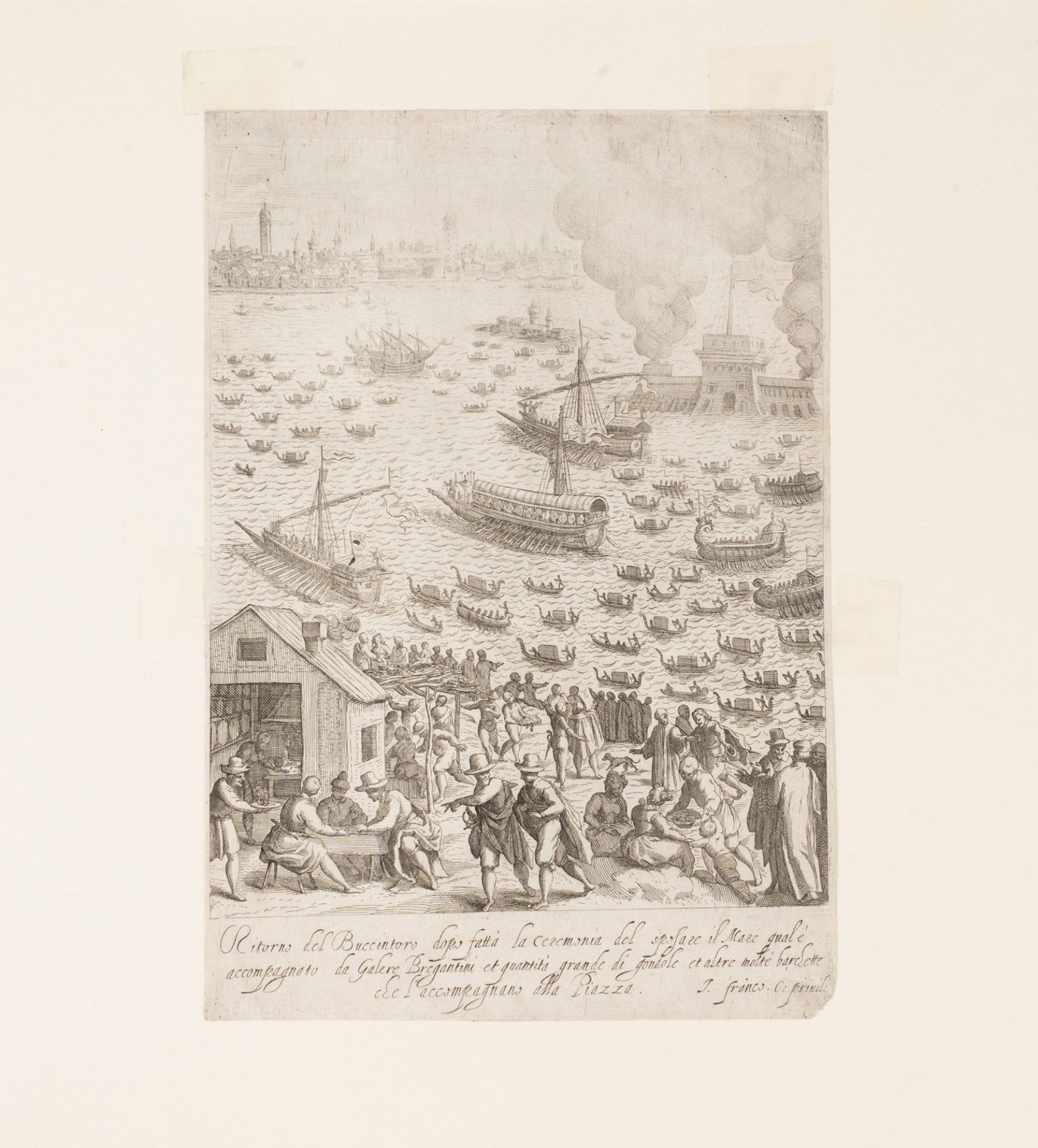The return of the Bucintoro after having completed the ceremony of marrying the sea..., 1700 - Image 2 of 2