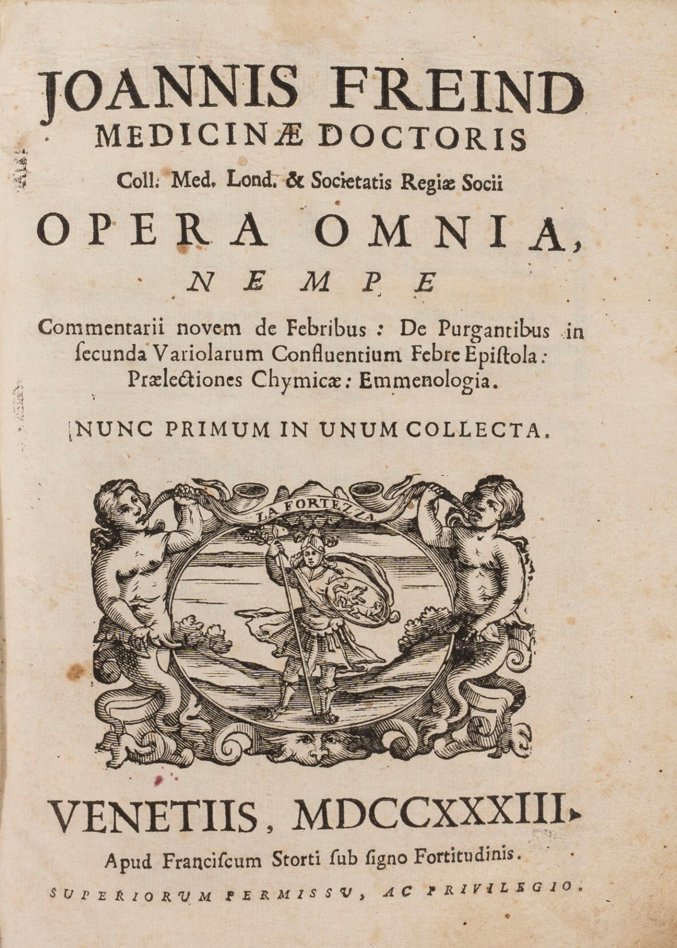 Medicine - Freind, John - Complete work, not Commentarii novem de febribus: De purgantibus in secund