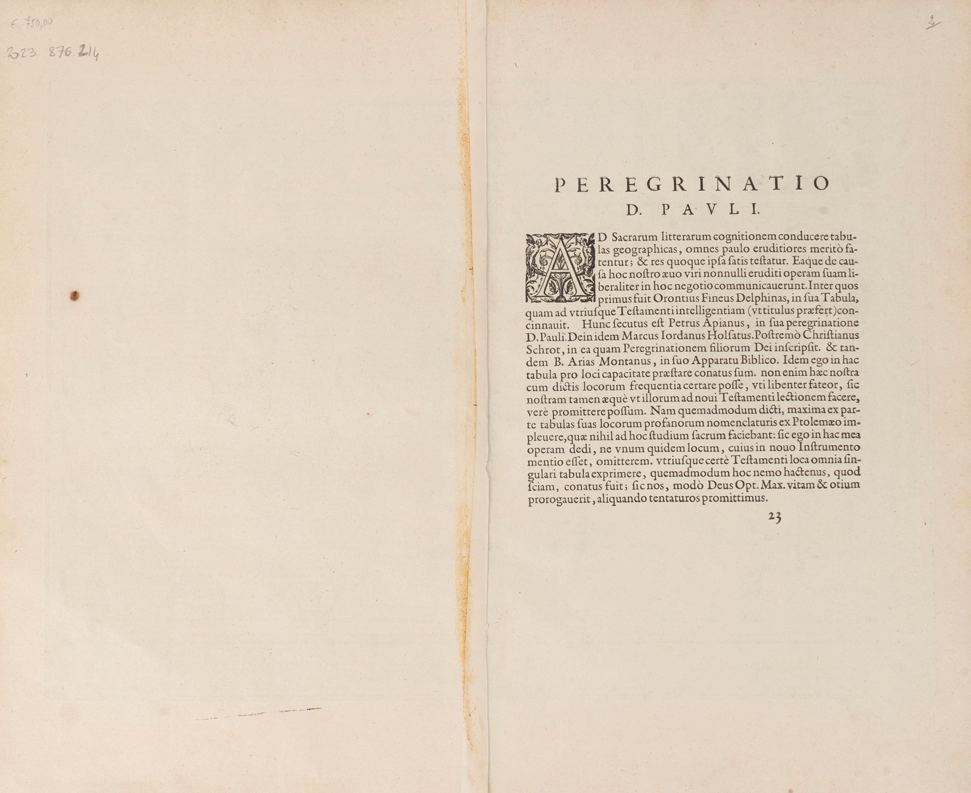 Ortelio, Abramo - Peregrinationis divi Pauli typus chorographicus. - Image 2 of 2
