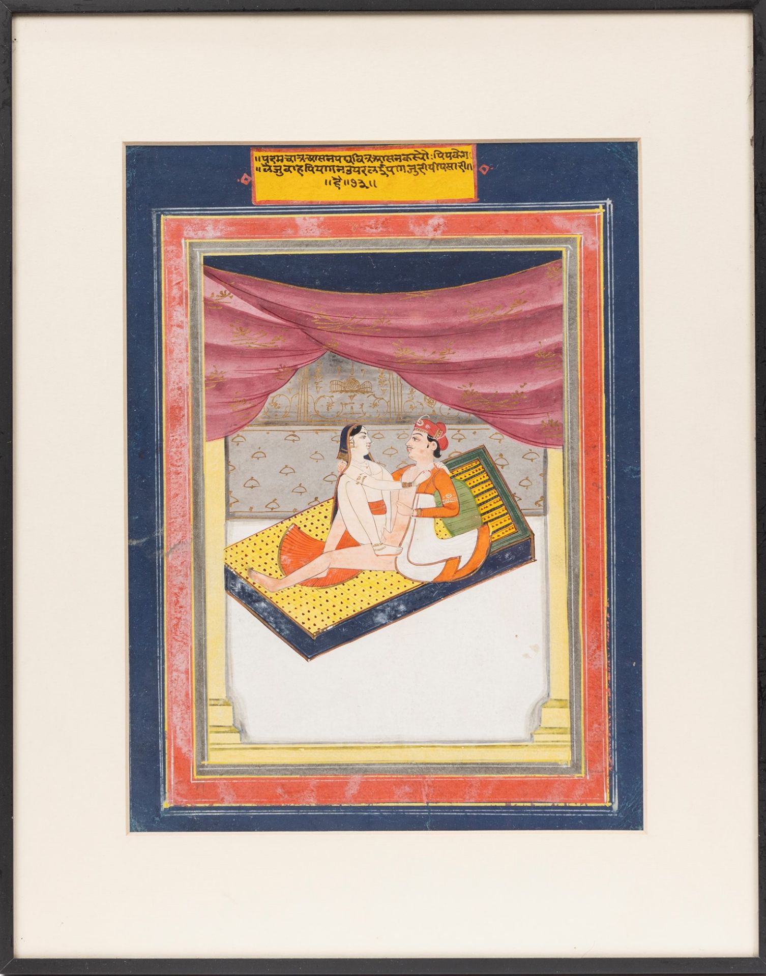 TWO EROTIC PAPER TEMPERA MINIATURES, India, Jaipur school, 19th century - Bild 2 aus 3