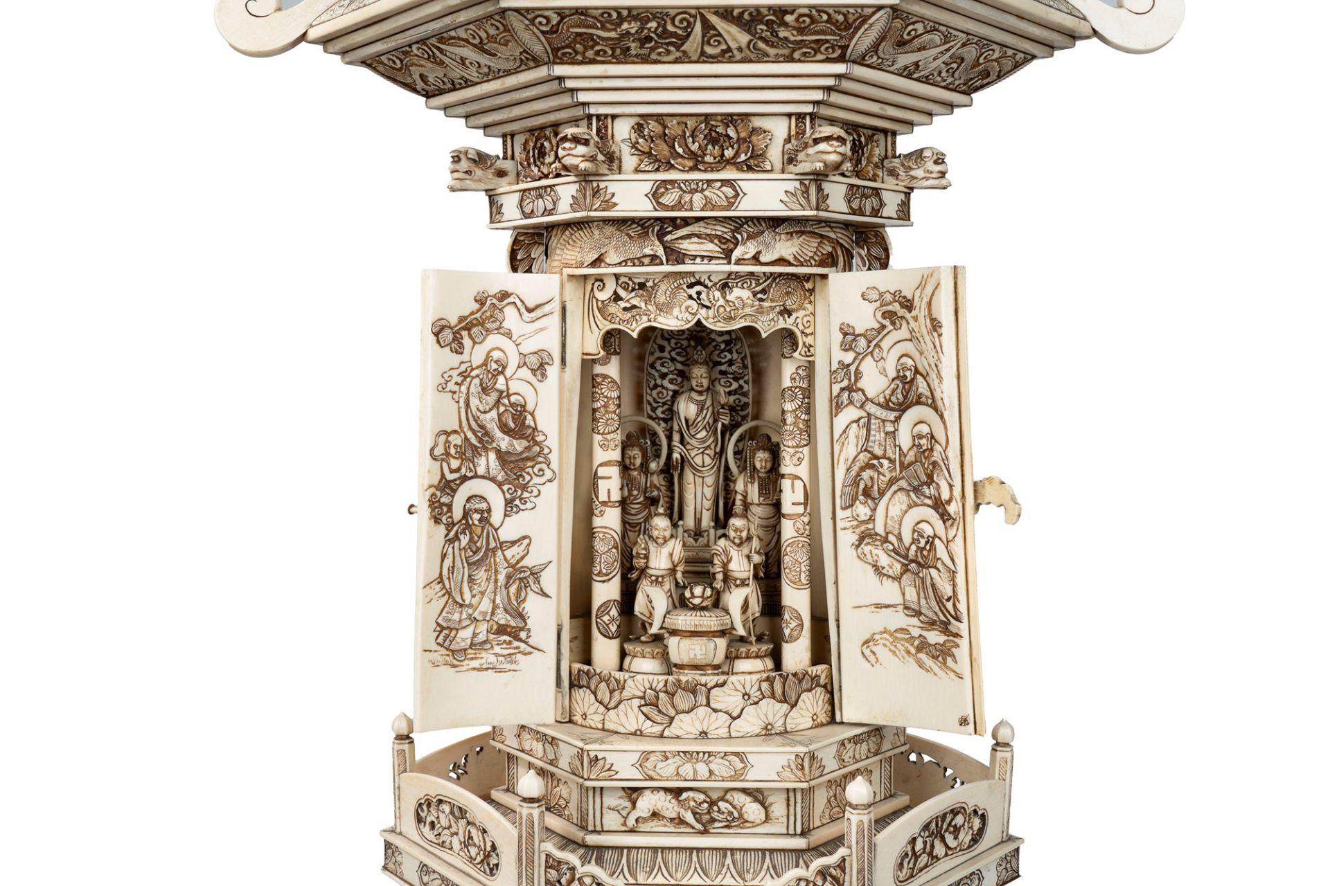 AN IMPORTANT IVORY PAGODA, Japan, Meiji period (1868-1912) - Image 3 of 9