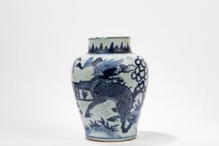 A BLUE AND WHITE PORCELAIN POTICHE, China, Transitional period, 17th century