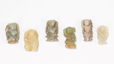 SIX JADE/HARDSTONE CARVINGS, China, 20th century