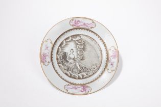 AN EN-GRISAILLE GILT AND PUCE ENAMEL DISH, China, Qianlong period (1735-1796)
