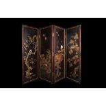 A LACQUERED WOODEN SCREEN, Japan, Meiji period (1868-1912)