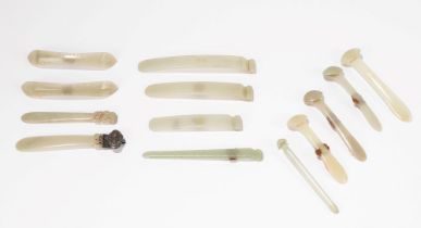 FIVE JADE RUYI SCEPTERS AND EIGHT PAPERWEIGHTS, China, Republic period (1912-1949)