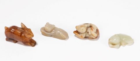 FOUR AGATE/JADE SCULPTURES, China, 20th century
