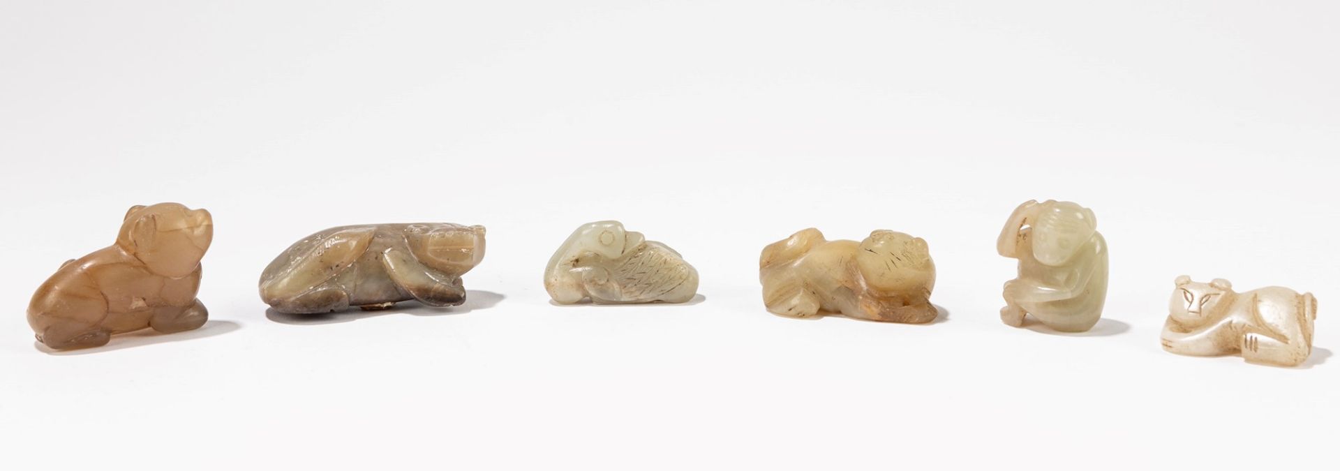 SIX JADE/HARDSTONE CARVINGS, China, 20th century