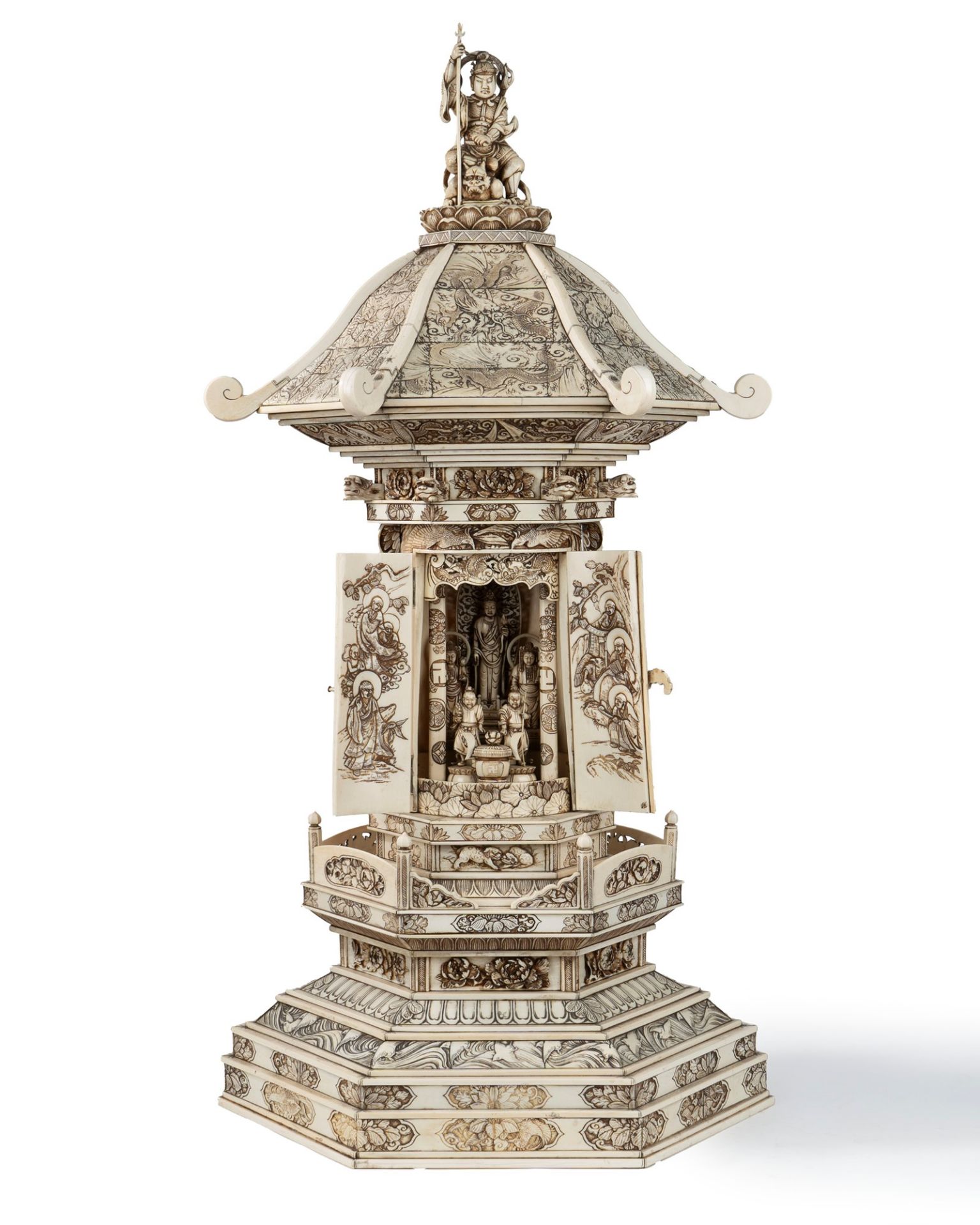 AN IMPORTANT IVORY PAGODA, Japan, Meiji period (1868-1912) - Image 2 of 9