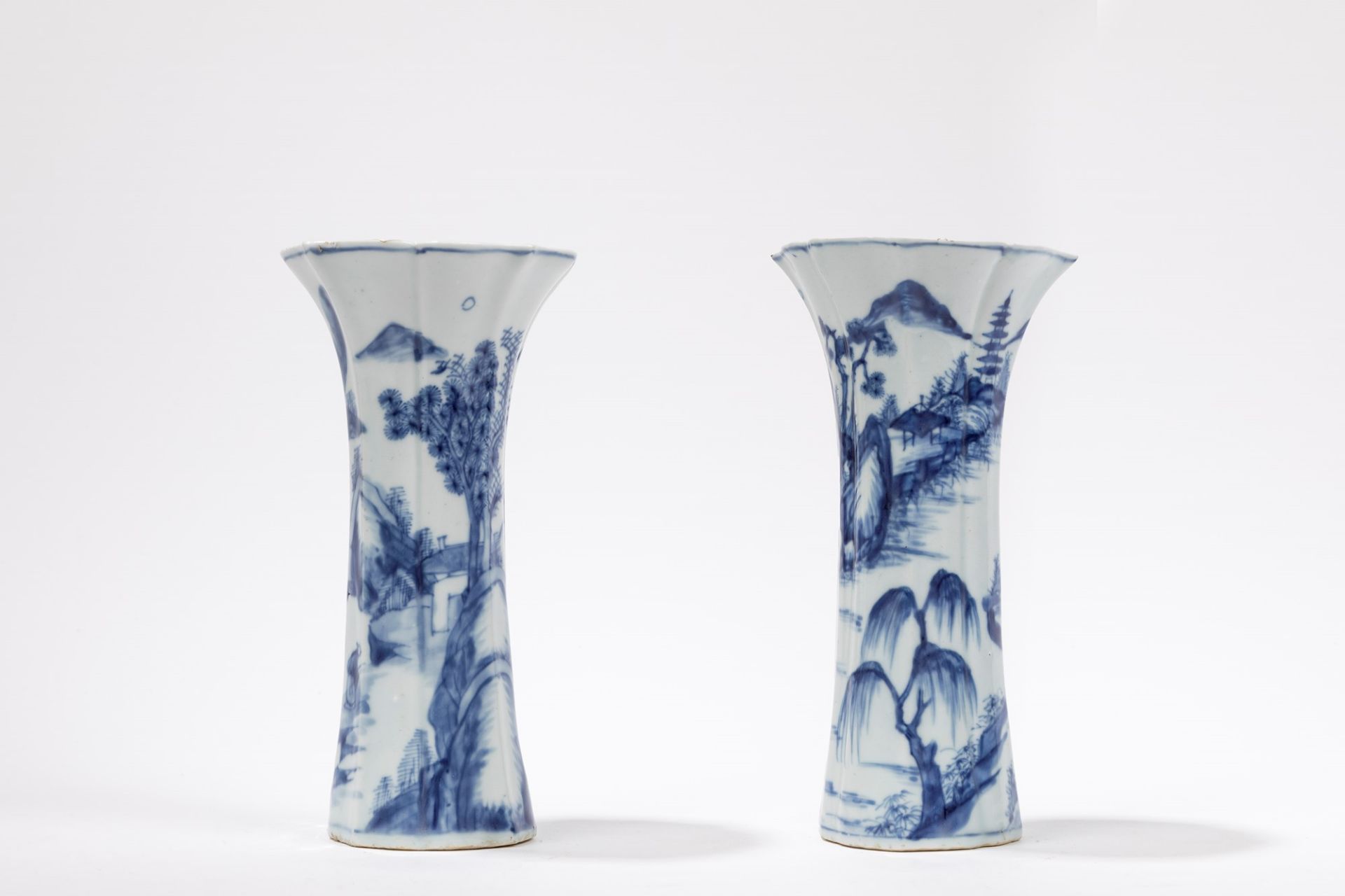 A PAIR OF BLUE AND WHITE VASES, China, Qing dynasty, 18th century