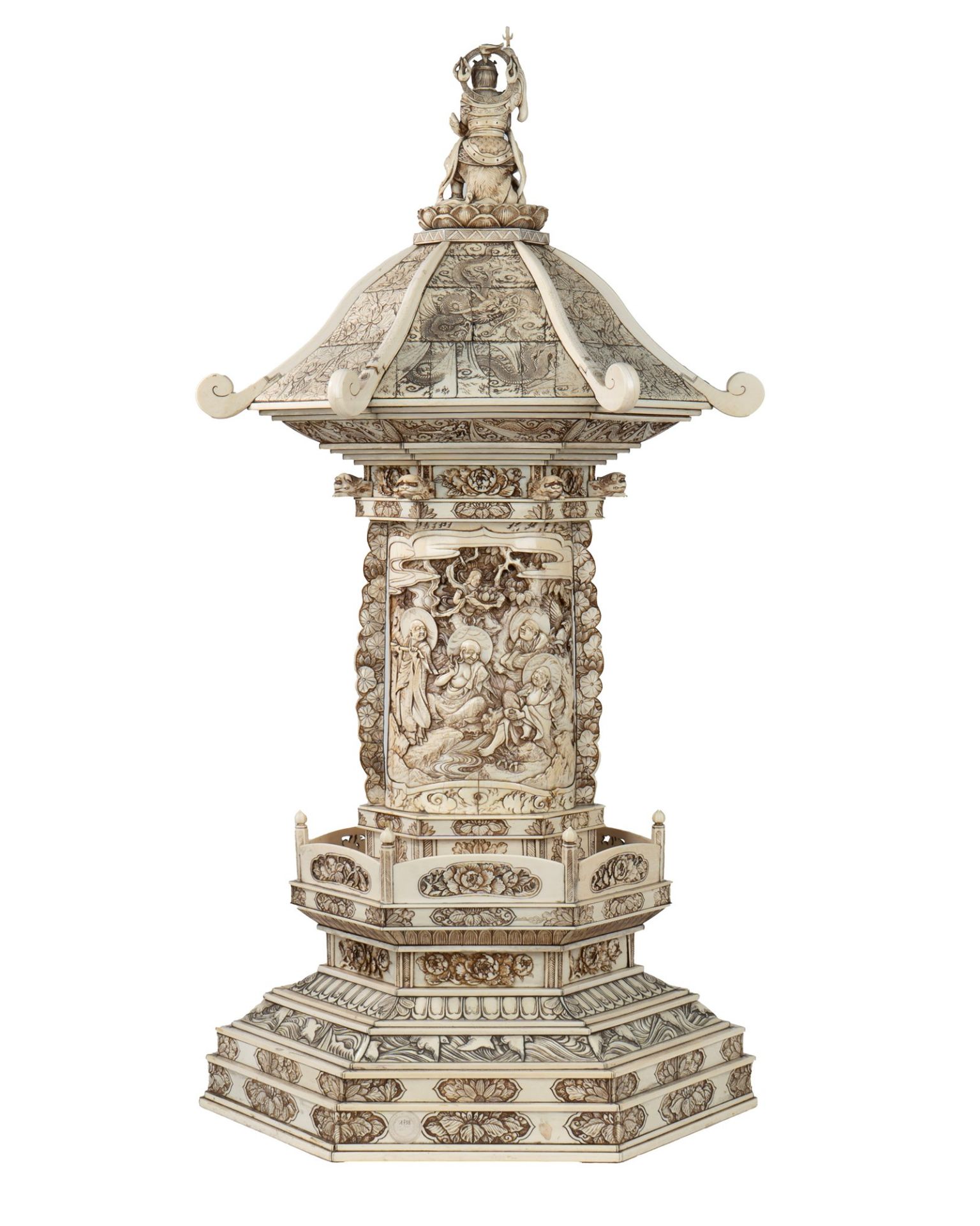 AN IMPORTANT IVORY PAGODA, Japan, Meiji period (1868-1912) - Image 5 of 9