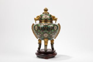 A CLOISONNE TRIPOD CENSER, China, 20th century