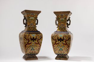 A PAIR OF CLOISONNE' VASE, China, early 20th century