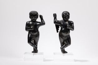 A PAIR OF SILVER FIGURES, Asia, 19th century