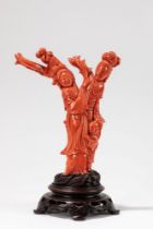 ☼A RED CARVED CORAL, China, early 20th century