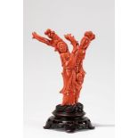 ☼A RED CARVED CORAL, China, early 20th century