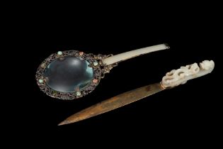 JADE LENS AND LETTER OPENER, China, Qing Dynasty (1644-1911)