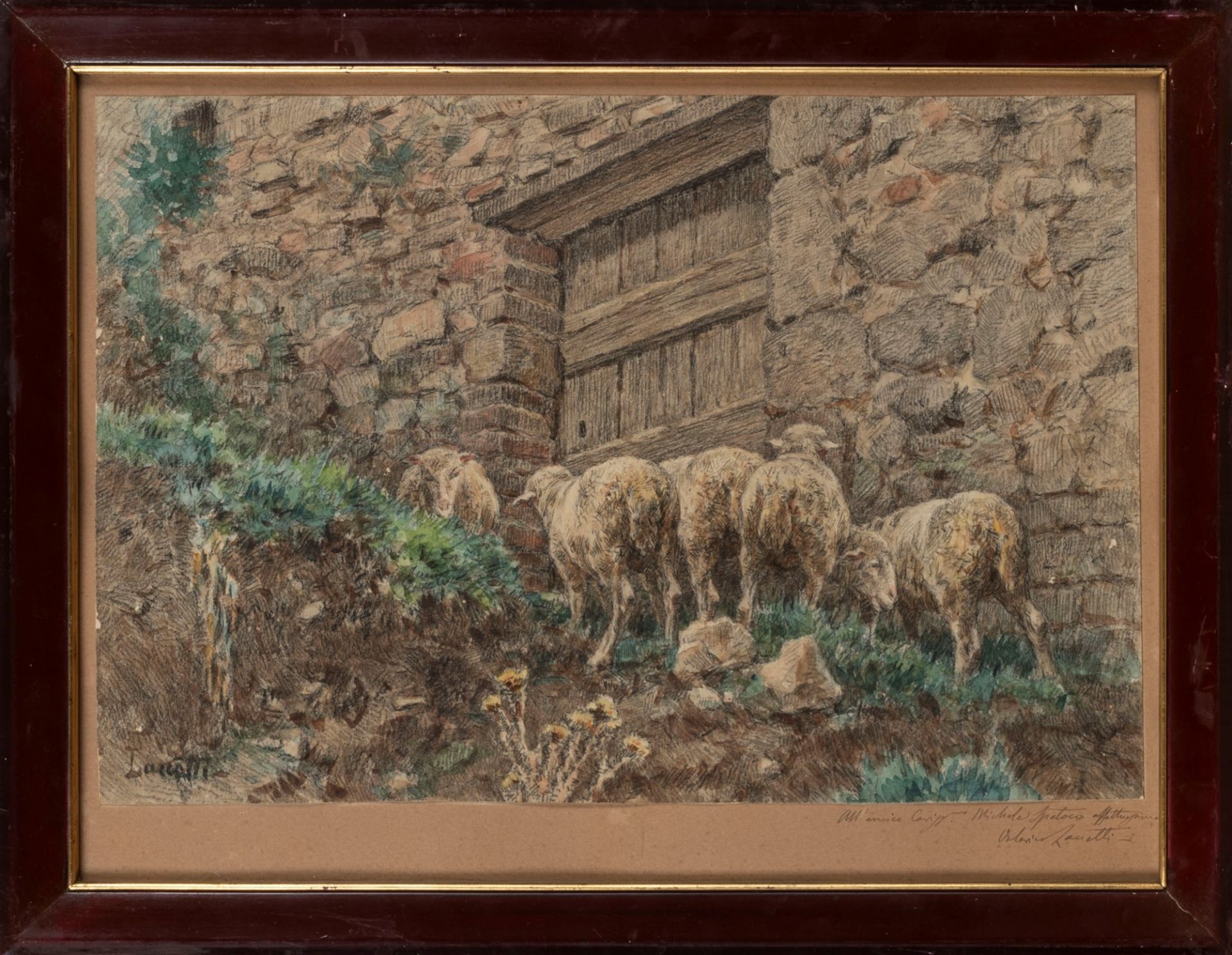 Valerio Laccetti (Vasto 1836-Roma 1909) - Sheep grazing at the ancient gate - Bild 2 aus 3