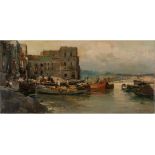 Ezelino Briante (Napoli 1901-Roma 1971) - Naples, fishing boats at Palazzo Donn'Anna