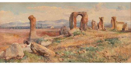 Onorato Carlandi (Roma 1848-1939) - Ruins in the Roman countryside