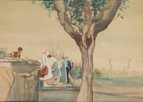 Carlo D'Aloisio da Vasto (Vasto 1892-Roma 1971) - "Women at the fountain", 1920