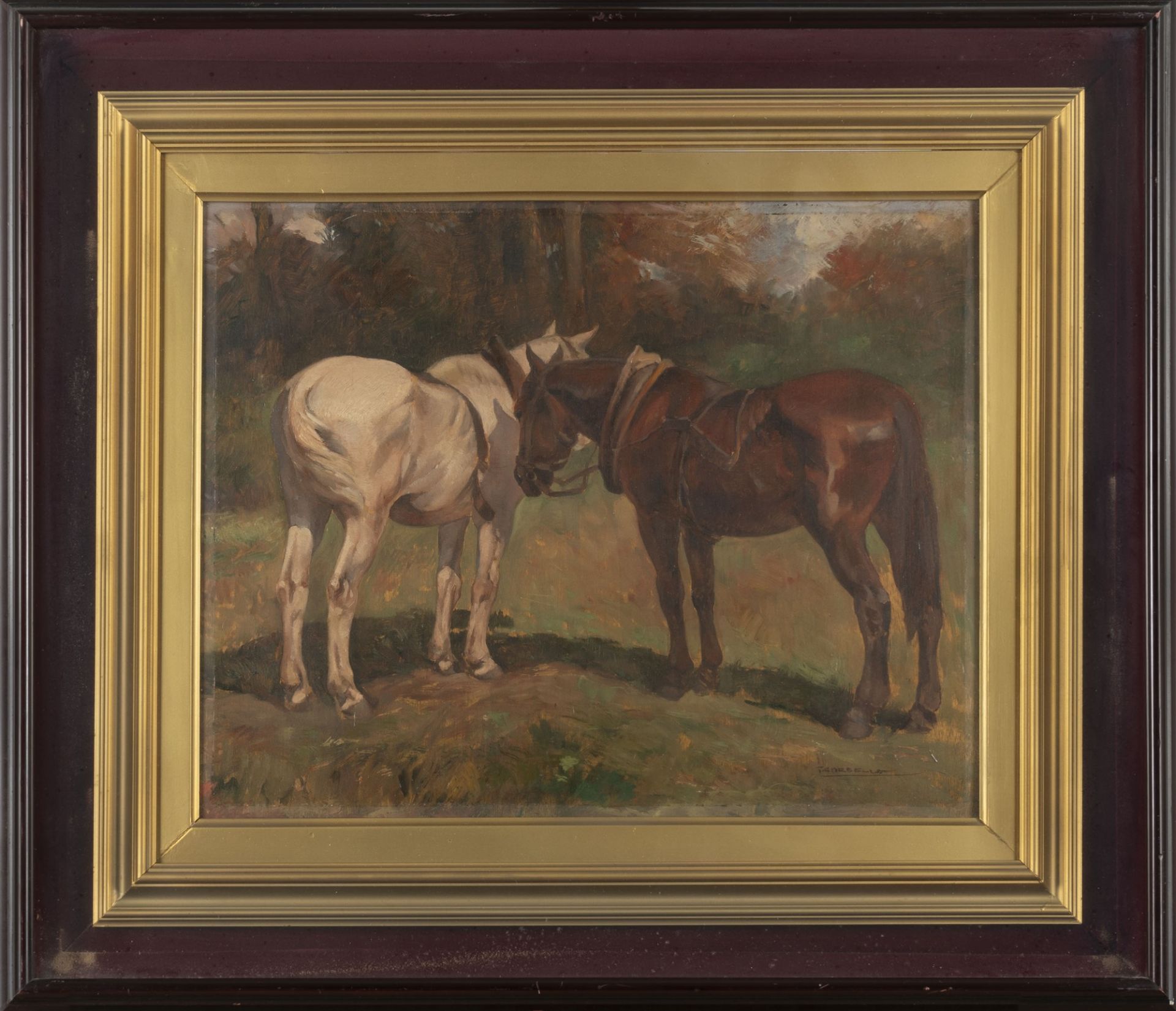 Tito Corbella (Pontremoli 1885-Roma 1966) - White horse and bay horse - Image 2 of 3