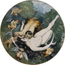 Basilio Cascella (Pescara 1860-Roma 1950) - Plate with nymph and satyr, 1921