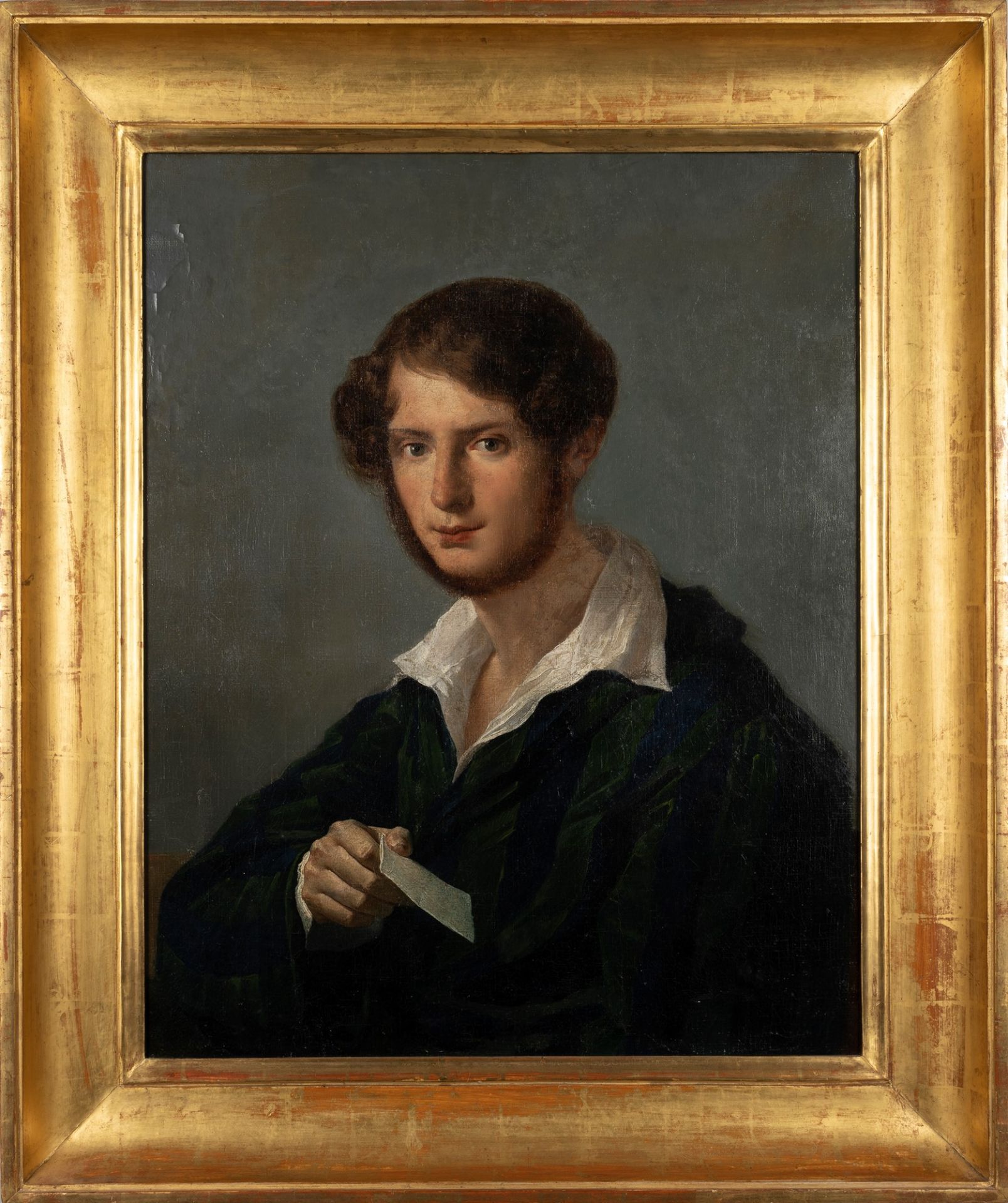 Scuola lombarda prima metà del XIX secolo - Portrait of a young man of letters - Image 2 of 3